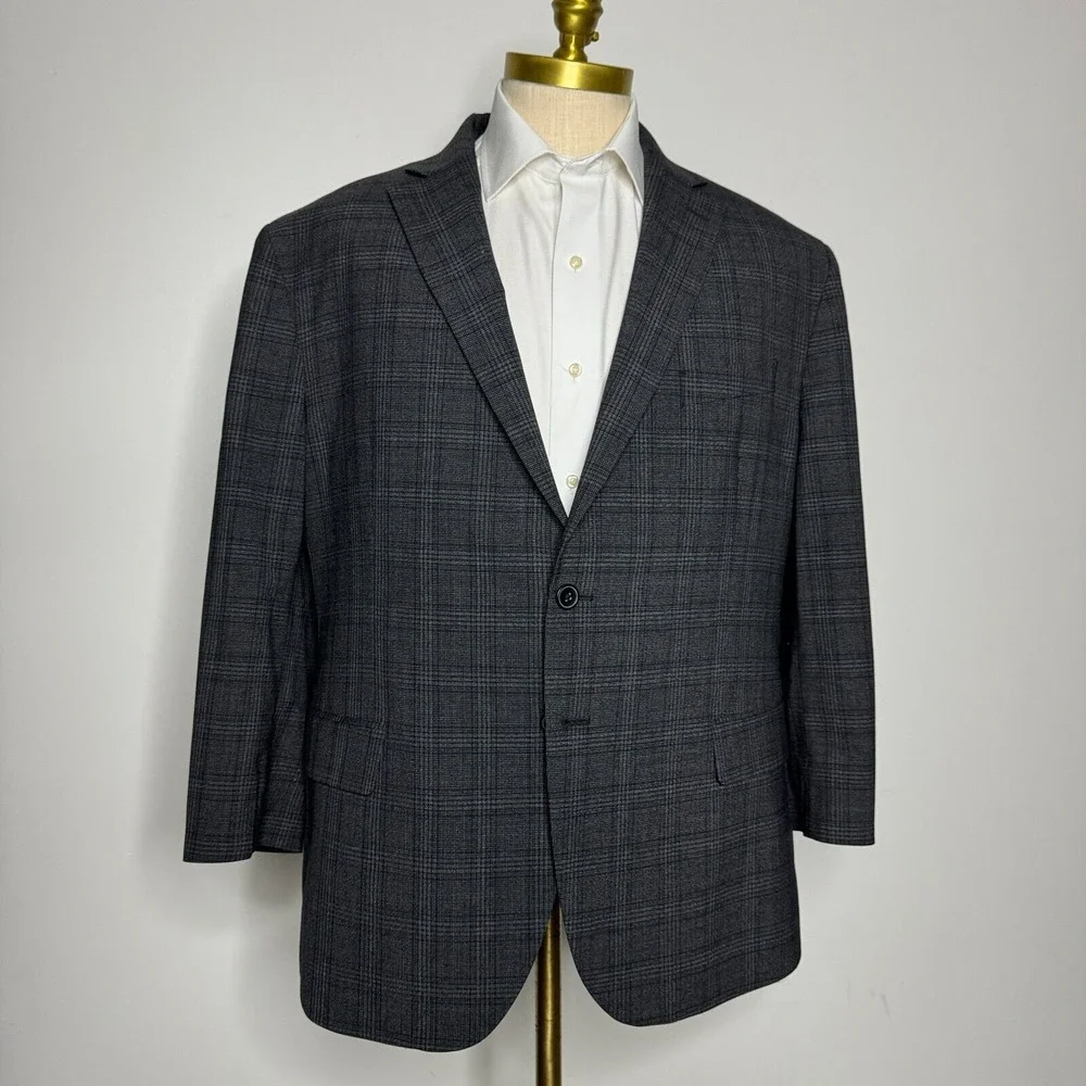Kenneth Cole Gray Plaid Sport Coat Blazer